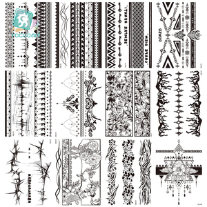 Últimas pegatinas <span class=keywords><strong>de</strong></span> tatuajes temporales impermeables A5 para brazo y cuerpo <span class=keywords><strong>de</strong></span> <span class=keywords><strong>hombre</strong></span>, en color negro - Product Image 4