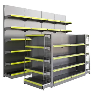 Customized Service Double Side Metal Central Island Design display Supermarket Shelves