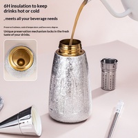 Thermos en acier inoxydable à isolation sous vide, avec séparation thé-eau, couvercle à vis, portable, pour usage au bureau, maintien au chaud 12-24h