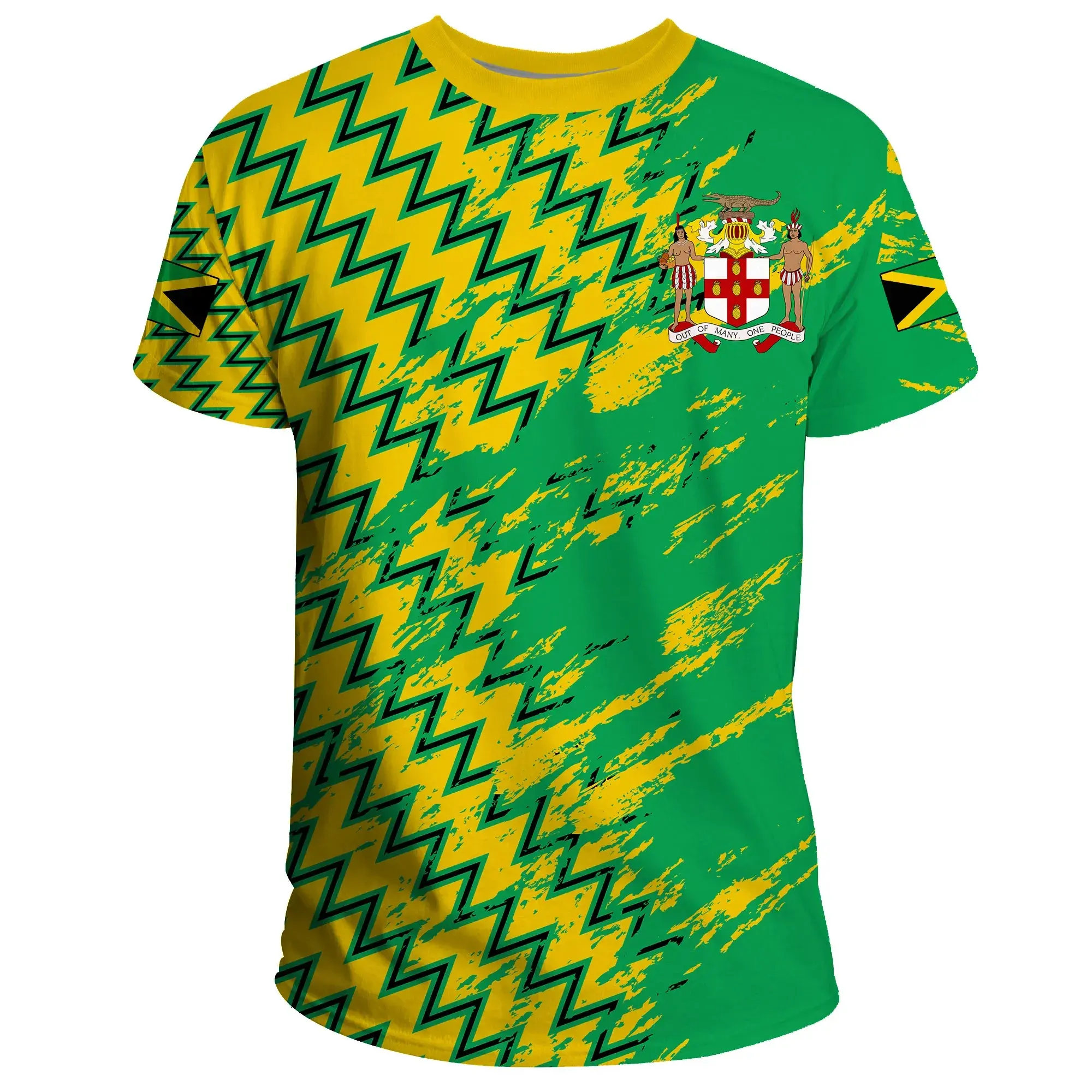 남자 그래픽 티셔츠 자메이카 국가 로고 패턴 인쇄 여름 티셔츠 남성용 핫 세일 남성용 티셔츠 3D 퍼프 프린트 티셔츠