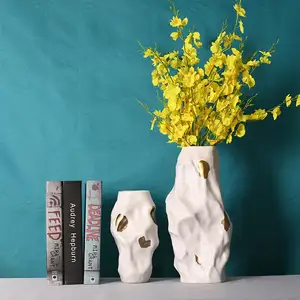 Aangepaste Hoge Kwaliteit Home Decor Accessoires Licht Luxvry Vasi Decorativi Moderne Witte Goud Woonkamer Decoratie Tafel Vazen