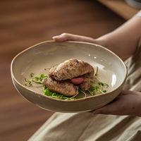 Service de table 5 pièces en grès réactif premium, forme irrégulière, pour cuisine et salle à manger modernes