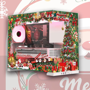 Boîtier d'ordinateur de jeu ATX pleine tour sur le thème de Noël NPC Air3 avec fenêtre latérale - Cadeau de Noël splendide - Product Image 1