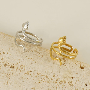 Zogxin Snake Pattern <b>Ring</b> 18K Gold Plated <b>Titanium</b> Steel Animal Design For Women Fashion Jewelry Gift - Product Image 2