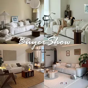 वाबी-साबी शैली के सूती लिनन कपड़े तीन-सीटर सीधे सोफे हटाने योग्य धोने योग्य टोफू ब्लॉक - Product Image 4