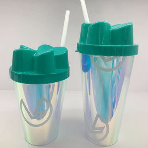OEM Logo riutilizzabile 14oz 420ml <span class=keywords><strong>Aurora</strong></span> tazza lucida singola parete tazza da caffè con coperchio senza BPA paglia Eco plastica Glitter tazza - Product Image 6