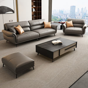 Sofá Seccional de Alta Calidad, Estilo Europeo, de Cuero Genuino y Esponja, para Dormitorio o Sala de Estar - Product Image 3