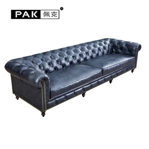 أريكة فاخرة مخصصة عتيقة <span class=keywords><strong>3</strong></span> مقاعد من الجلد الطبيعي مقطعية لغرفة المعيشة ، طقم أثاث منزلي للفنادق والفيلات - Product Image 4