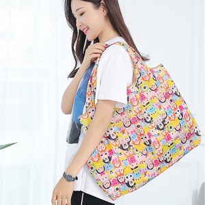 Vietnam Factory Promotion Custom Reusable Cartoon Pattern <b>Folding</b> Shopping <b>Bags</b> Tear Resistant Polyester Nylon Waterproof - Product Image 5
