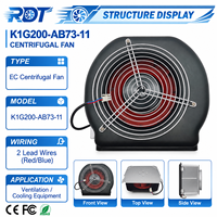 Ventilateur centrifuge EC à haut rendement, moteur à rotor externe, économie d'énergie, ventilation, K1G200-AB73-10-11, application de refroidissement HVAC
