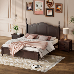 3-Piece Bedroom Set Full Size Platform <b>Bed</b> and Two Nightstands-White Eco-Friendly & Durable Home Furniture - Product Image 2