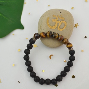 Cuentas de piedras preciosas naturales de 8mm de alta calidad y pulsera de piedra de lava Cuentas de equilibrio curativo natural y piedra natural <span class=keywords><strong>para</strong></span> hombre - Product Image 4
