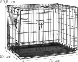 <span class=keywords><strong>Cage</strong></span> pour chien en fil métallique pliant à Double porte à revêtement électronique noir chenil pour animaux de compagnie pour l'entraînement des chiens avec diviseur - Product Image 3