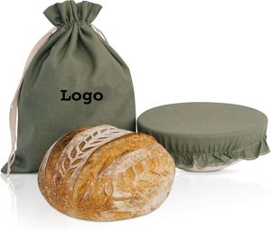 Sac à pain en lin de qualité alimentaire et couverture de levage pour pain au levain fait maison, sac de transport réutilisable pour pain, sacs à pain personnalisés - Product Image 1
