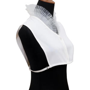 <span class=keywords><strong>Cuello</strong></span> <span class=keywords><strong>Falso</strong></span> Desmontable de Organza Transparente con Volantes y Adorno de Hojas, Estilo Moderno con <span class=keywords><strong>Cuello</strong></span> en V para Atuendos Femeninos - Product Image 4