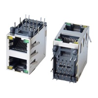 Connecteur Ethernet RJ45-35 2*N alimenté par LED, prise PCB double couche multi-sorties