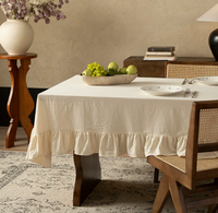 Nappe de table rectangulaire de luxe rétro française haut de gamme en pur coton uni teint, pour table basse