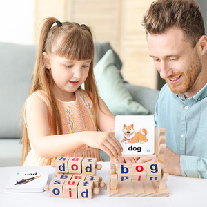 Giocattoli educativi per bambini per la prima <span class=keywords><strong>infanzia</strong></span> in legno lettere rotanti di cervo Puzzle tridimensionale gioco di carte giocattoli cognitivi - Product Image 5