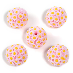 Nouvelles perles de boule de fleur acrylique à la mode répertoriées pour Bracelets de matériaux faits à la main chaînes de téléphone portable accessoire fabrication de bijoux - Product Image 5