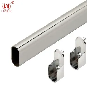 Support de tige de placard ovale de 0,6/0,8/1mm d'épaisseur tige ovale pour placards avec supports d'extrémité