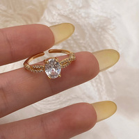 Bague élégante pour l'index, micro-incrustation de zircon ultra-brillant, grande taille, ouverte, best-seller du streaming en direct