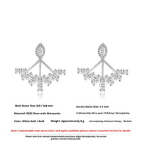 Boucles d'oreilles clous fantaisie en argent 925, motif branche florale, moissanite marquise, fabrication artisanale, sans danger pour la peau, pour usage quotidien