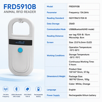 Lecteur RFID portable pour animaux ISO 11784 11785 134 2kHz, suivi du bétail, scanner d'identification par puce d'oreille FDXB pour bovins et chiens