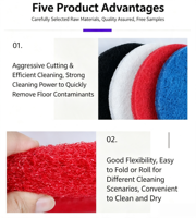 Fortunebrasive 13 17 pouces Tampon de polissage commercial pour sols, en fibre de nylon, blanc, rouge, noir, pour récurage, polissage, nettoyage, lustrage et décapage