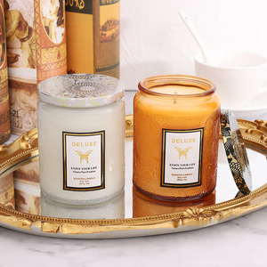 Vela de cera de soja aromática hecha a mano, de alta gama, para regalo, sin humo, a prueba de viento, para emergencias, con relieve. - Product Image 2