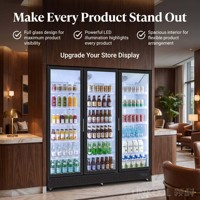Réfrigérateur commercial à trois portes vitrées, vitrine réfrigérée pour bière, congélateur vertical sans givre pour magasin