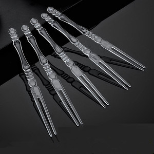 Fourchettes en bambou jetables, transparentes, en plastique, pour fruits, pour fêtes, emballage vert - Product Image 3