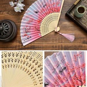 Éventail pliant en bambou, style rétro chinois et japonais, vintage, en soie, pour la danse, élégant, décoration d'intérieur, ornements - Product Image 3