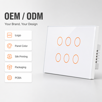 Interrupteur tactile intelligent Tuya Zigbee standard AU NZ, certifié RCM, 1, 2, 3, 4, 6 voies, panneau en verre trempé pour système d'automatisation domestique