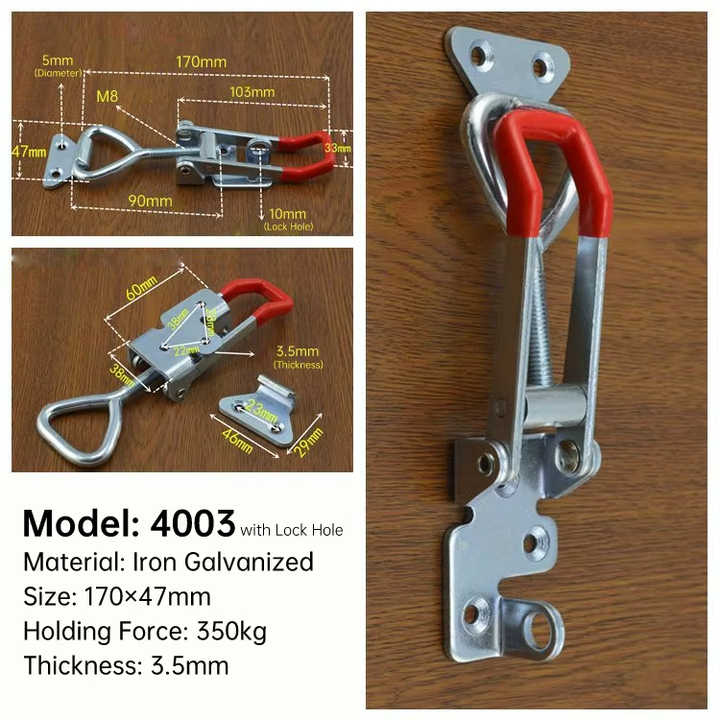 4002 Solid Toggle Latch Clamp Metal Adjustable Door Cabinet Box Case Toggle Latch Professional Heavy Duty Hand Tool - View #9
