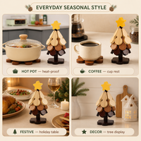 Sous-verre en bois isolant thermique en forme d'arbre, dessous de plat résistant aux hautes températures pour table à manger, dessous de pot, dessous de tasse à café