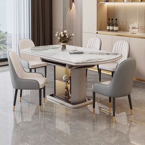 <span class=keywords><strong>Table</strong></span> à manger ovale moderne <span class=keywords><strong>extensible</strong></span> en <span class=keywords><strong>marbre</strong></span> blanc de 70,84 pouces, capacité de 6 à 8 personnes, 200 livres, assemblage requis, pieds en acier inoxydable - Product Image 1