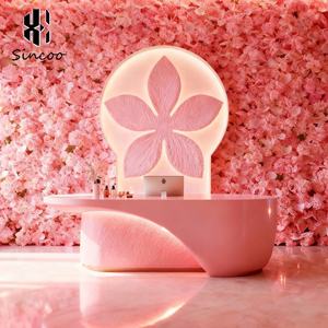 Comptoir de réception moderne pour salon de beauté avec design en bois personnalisable, finition brillante, couleur personnalisée pour usage commercial - Product Image 1