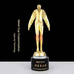 Customize Gold Plated Man Statue Metal Trophy Cup Souvenir For Skate Competition Mementos