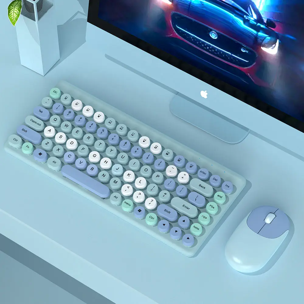 2.4G वायरलेस कीबोर्ड और माउस सेट पोर्टेबल दौर गुंडा बीटी कीबोर्ड चुप ऑप्टिकल चूहे पीसी कंप्यूटर लैपटॉप के लिए Combos घर
