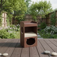Arbre à chat en bois avec meuble et nid caché, tour d'activités pour chat M1011, design double usage pour humain et animal