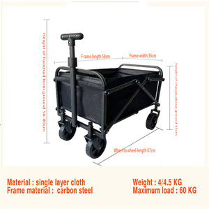 Chariot pliant portatif d'acier inoxydable avec la poignée de chariot de traction de main remorque pliable de Camping de plage pour le stockage et les outils - Product Image 3
