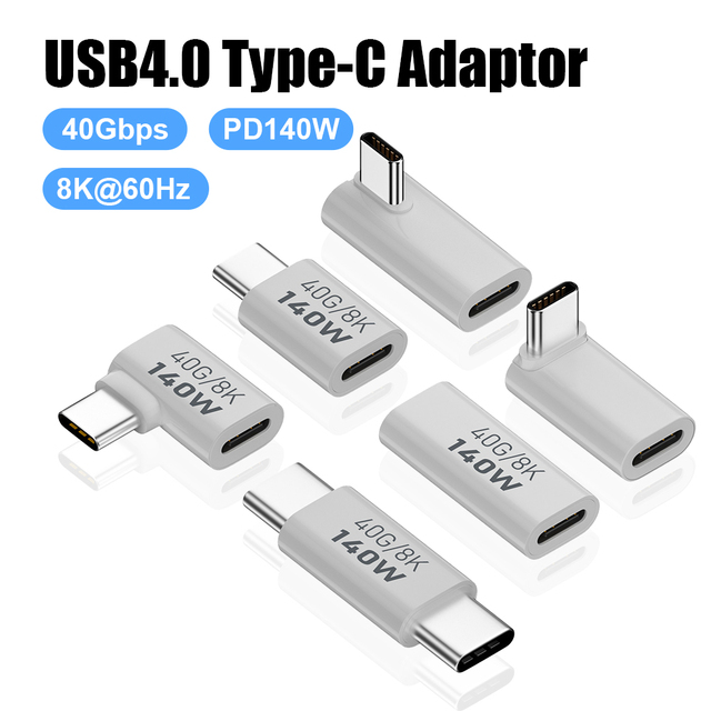 140W USB 4.0 Female to Male Adapter PD 3.1 Thunderbolt 3 40Gbps Data Transfer 8K 60Hz Type-C Extension Connector for MacBook Air