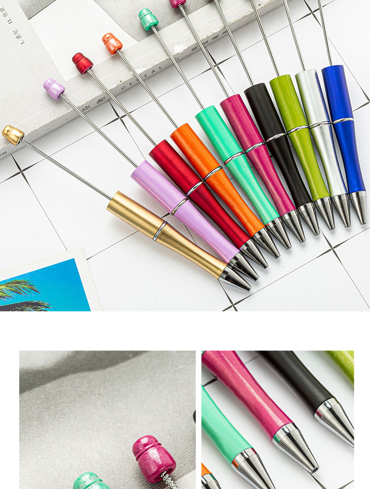 JH USA Market Top Selling DIY Pens Personalized Jewelry Decorative Add a Bead Plastic Beadable Pen