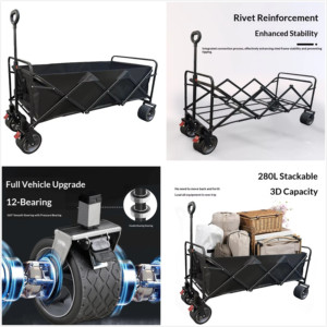Direct Factory 1.3m Extended 400L Pickup Style Camping Wagon 12-Bearing Heavy Duty All-Terrain Utility Cart 40HQ FCL MOQ 100 - Product Image 2
