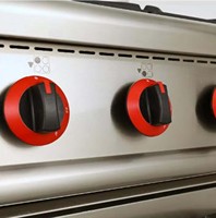 Cuisinière à gaz commerciale 4 brûleurs, plaque de cuisson plate en acier inoxydable, four et grill, brûleurs haute puissance, nettoyage facile pour cuisine intérieure quotidienne