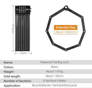 Antivol à combinaison pour vélo, chaîne pliable robuste, sécurité renforcée pour moto, VTT, vélo de route - Product Image 2