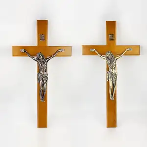 Groothandel Groot Verkoperd Jezus Standbeeld Groot Houten Kruis Religieuze Jezus Zegen Kruisbeeld Opknoping Kruis