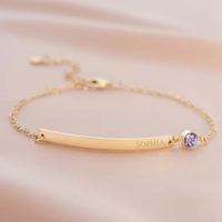 Bracelets en acier inoxydable plaqué or 18 carats, gravure au laser, haute qualité, cadeau d'anniversaire pour femme, petite amie