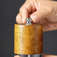 Ensemble moulin à sel et à poivre en bois avec logo personnalisé, moulin à épices manuel en acrylique à cœur céramique réglable, rechargeable avec plateau en bois