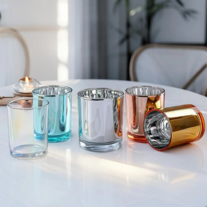 Vaso de vela de 220ml y 315ml de Color dorado y plateado galvanizado a la <span class=keywords><strong>moda</strong></span> con tapa de aleación de zinc y Metal de madera - Product Image 1